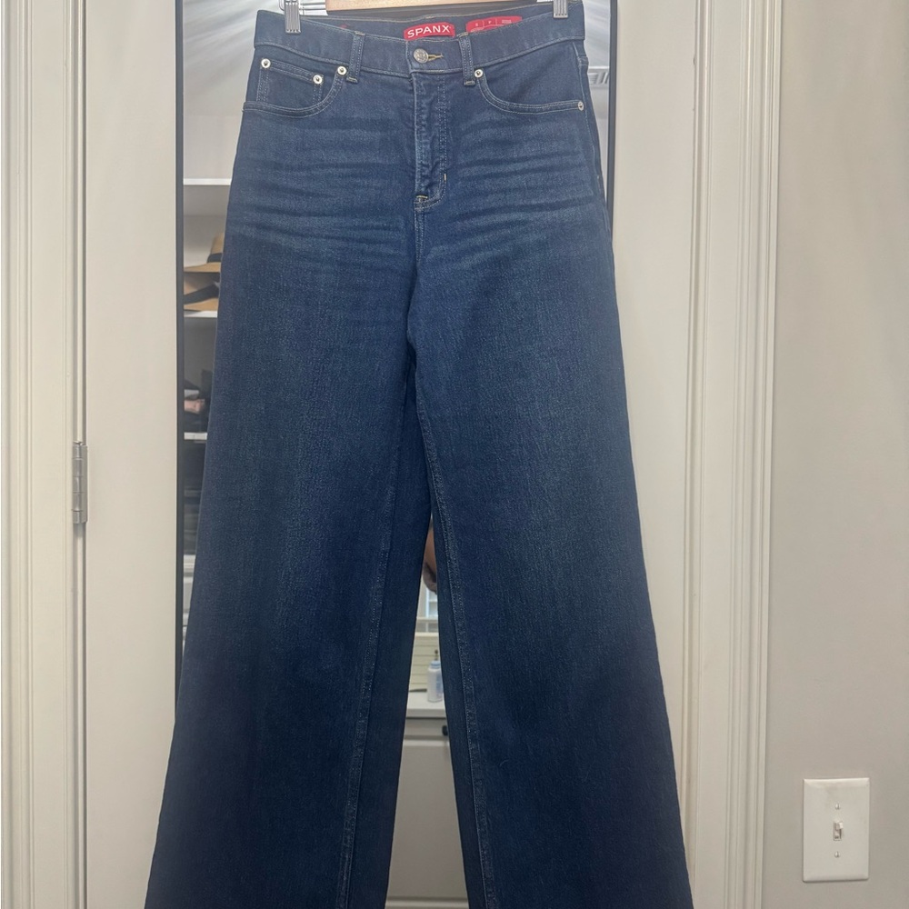 SPANX Authentic 360 Adriatic Blue High Waist Wide Leg Jeans